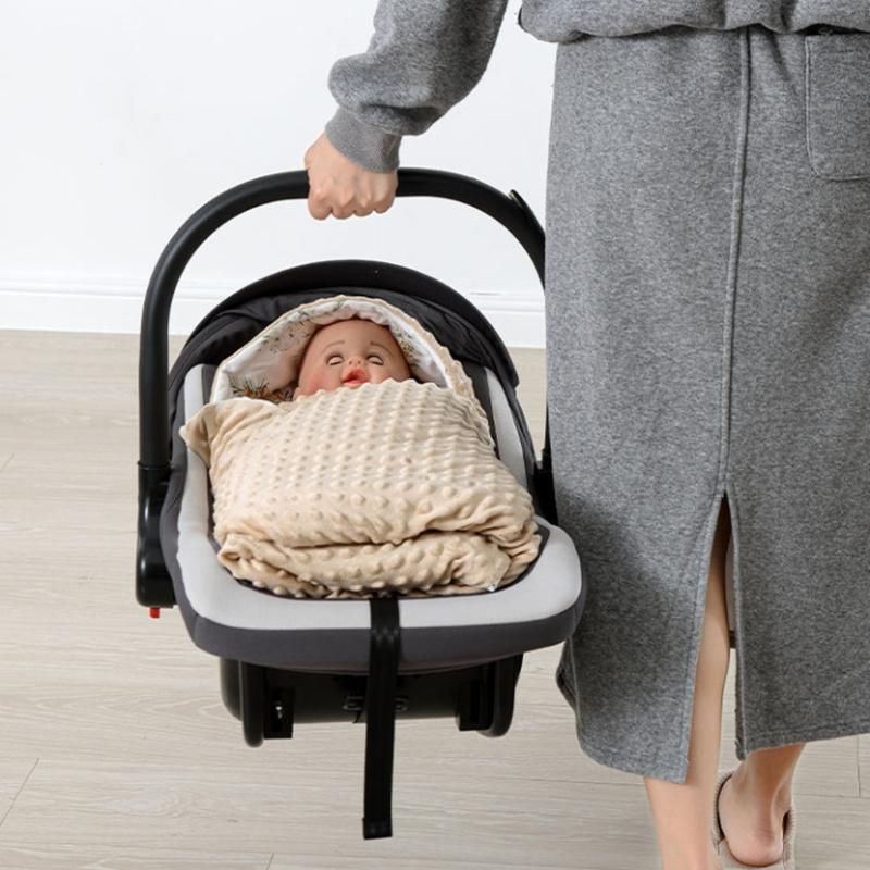 Multifunctional Hooded Infant Dot Swaddles Blanket Lightweight Cotton For Car Seat Strollers Tummy Time Play Mat