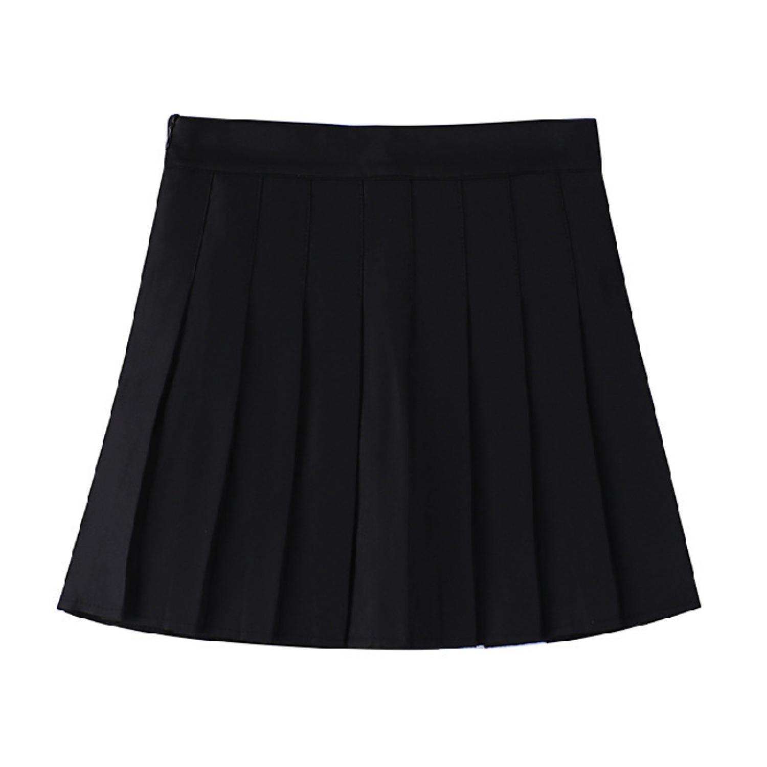 Women s High Waist Pleated Mini Skirt Solid Color Casual School Uniform Skirt XS