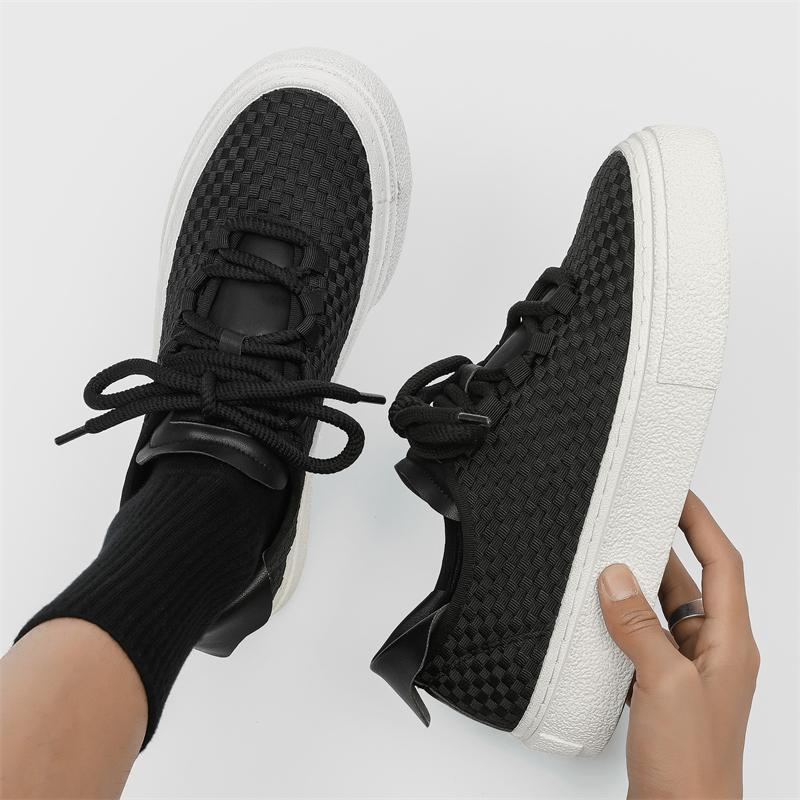 

Autumn New Trend Men s Shoes Casual Sports Style Canvas Shoe Non Slip Soles Comfortable One Foot Shoe Two Tone Woven Board Shoes 44 чорний