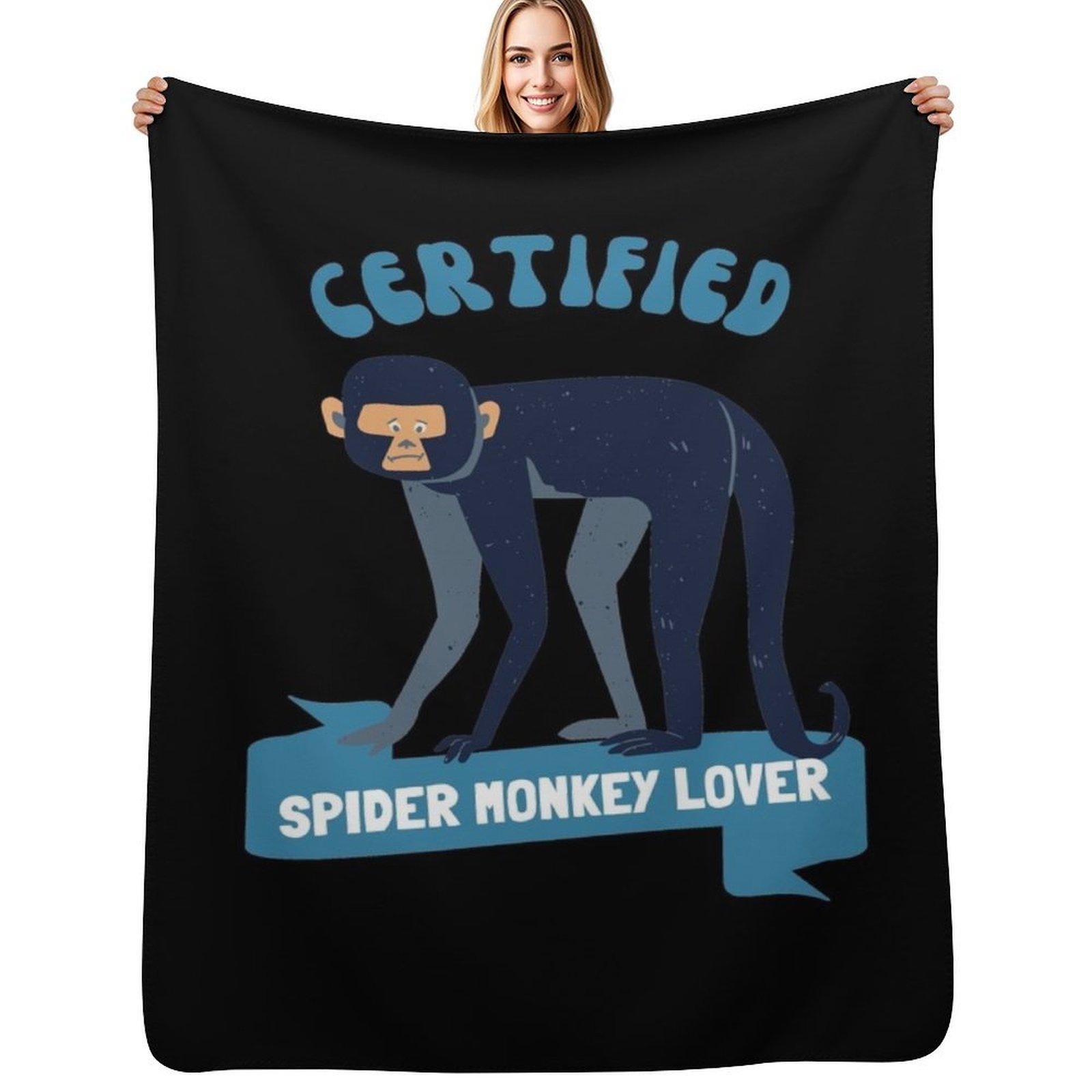 Certified Spider Monkey Lover Throw Blanket Warm Napping Blanket for Office Couch Bed Size: 75*100cm, Weight: 230 GSM