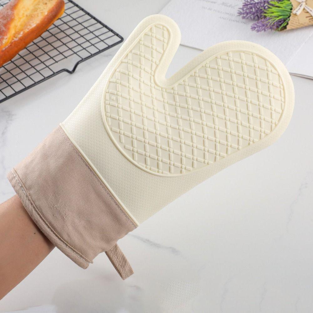 1 Pair Anti-scald Oven Mitts Heat Resistant Heat Insulation Mitts Household BBQ Gloves  Hot Dish