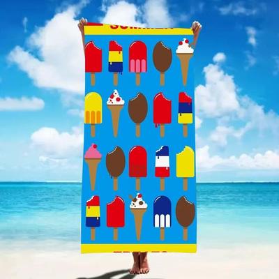 Beach Towel Summer Ice Cream Print Towel for Men and Women Ideal for Summer Beach Trips and Outdoor Activities