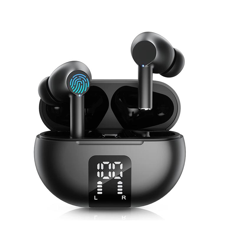 Wireless Earphone Bluetooth 5.4 Headphone 60H Playback LED Power Display EarBuds Mic Noise Cancellation Stereo Sound Headsets