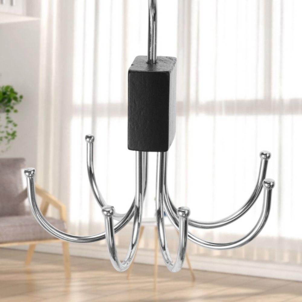 New Wooden Hanger Universal Rotatable Wardrobe Hook Traceless Six-claw Belt Organizer