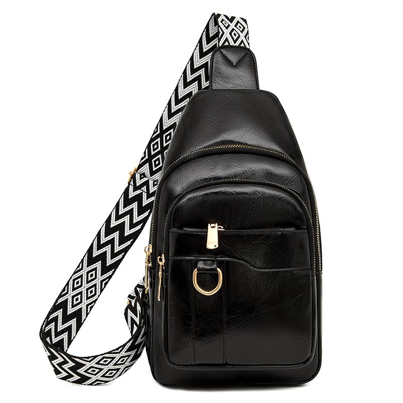 

М яка шкіряна нагрудна сумка жіноча сумка через плече вінтажна сумка кросбоді чорний