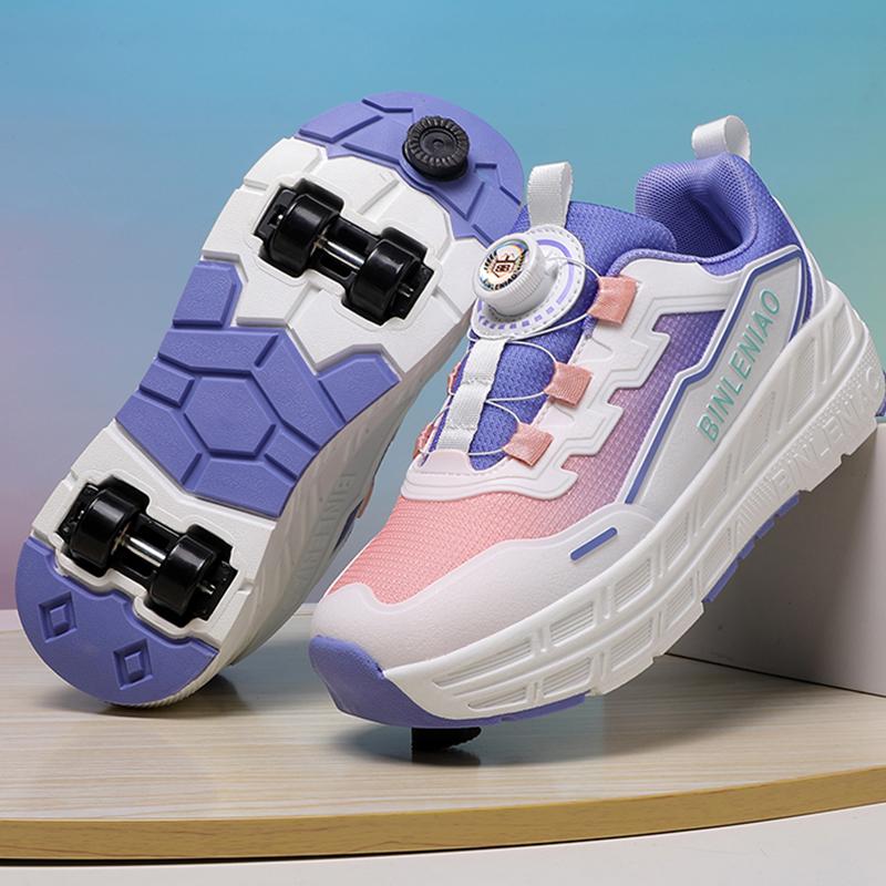 Vierrädrige Sportschuhe für Kinder Abnehmbare flache Schuhe Kinder Rollschuhe Rollschuhschuhe für Kinder Mädchen Skate Schuhe