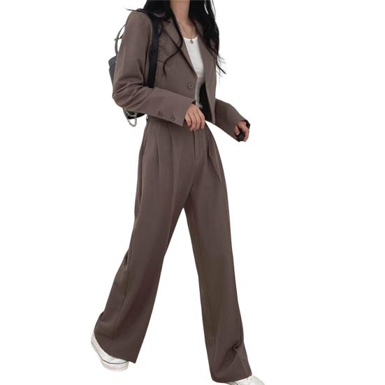 

Женский комплект из 2 шт./компл., однобортный пиджак с лацканами, широкий кардиган, пальто с длинными рукавами, брюки с высокой талией M верблюд