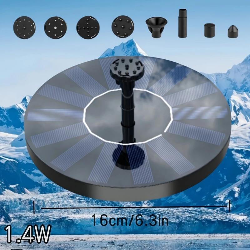 1.2W/1.4W Outdoor Solar Fountain with 6 Nozzle  Suitable for  Bird Bath Garden Fish Tank Pond Swimming Pool Garden Decoration
