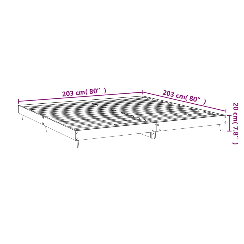 White Bed Frame 200x200 cm Engineered Wood