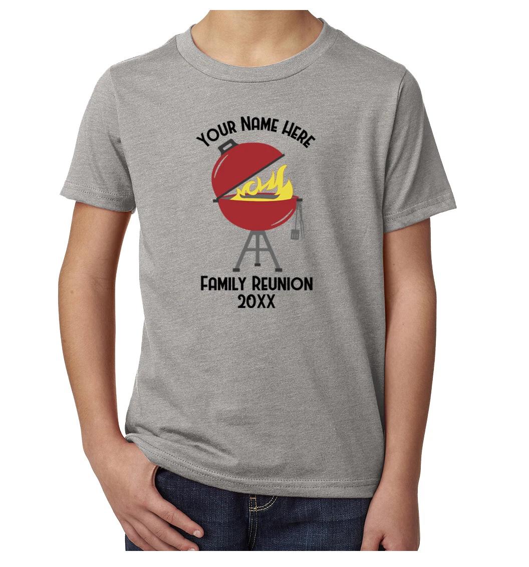 Grill with custom name and Date- Family Reunion youth T-Shirts XL
