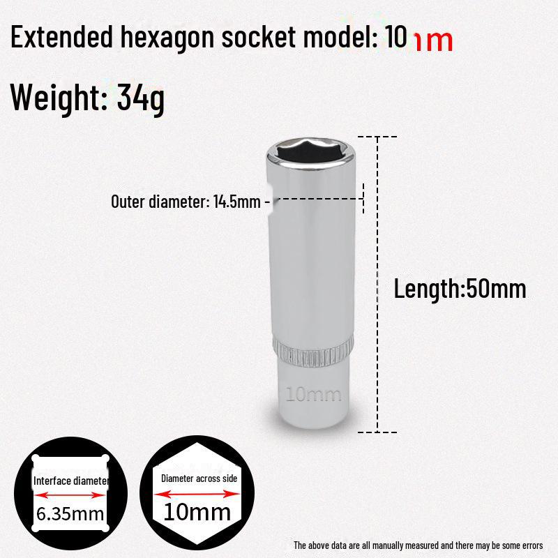 1/4" Xiaofei Hex Socket Wrench, Short 6.3mm Chrome Vanadium Steel Head