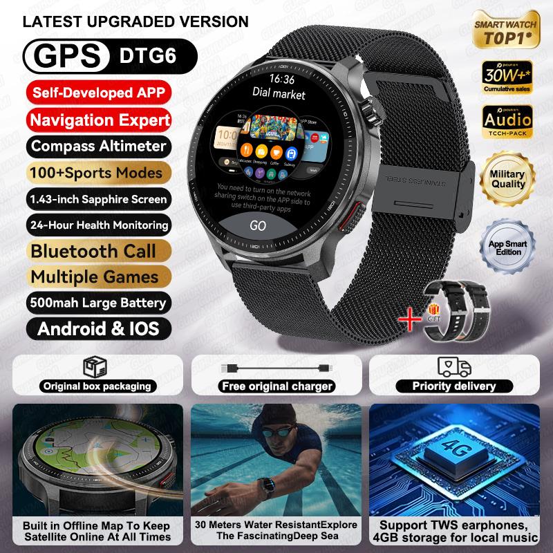 New Fashion GPS Navigation 4GB Big Memory Men Smart Watch APP Download TWS 3D Menu HD Call Sports Smart Watch For Men Women