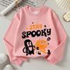 Kids Halloween Long‑Sleeve Crewneck Sweatshirt, Fun "Halloween Pumpkin Stay" Printed,Daily Casual Top for Spring & Autumn