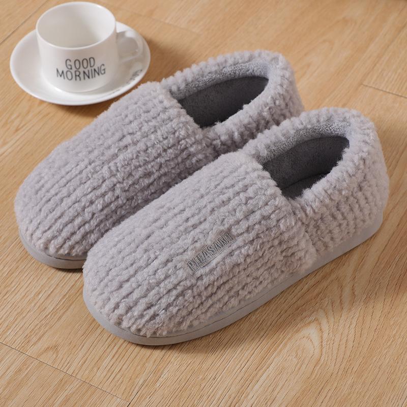 

thick-soled bag and cotton slippers for women s autumn and winter home use warm indoor non-slip couple plush cotton shoes for men s winter 36-37 [Suitable for 35-36 feet] сірий колір