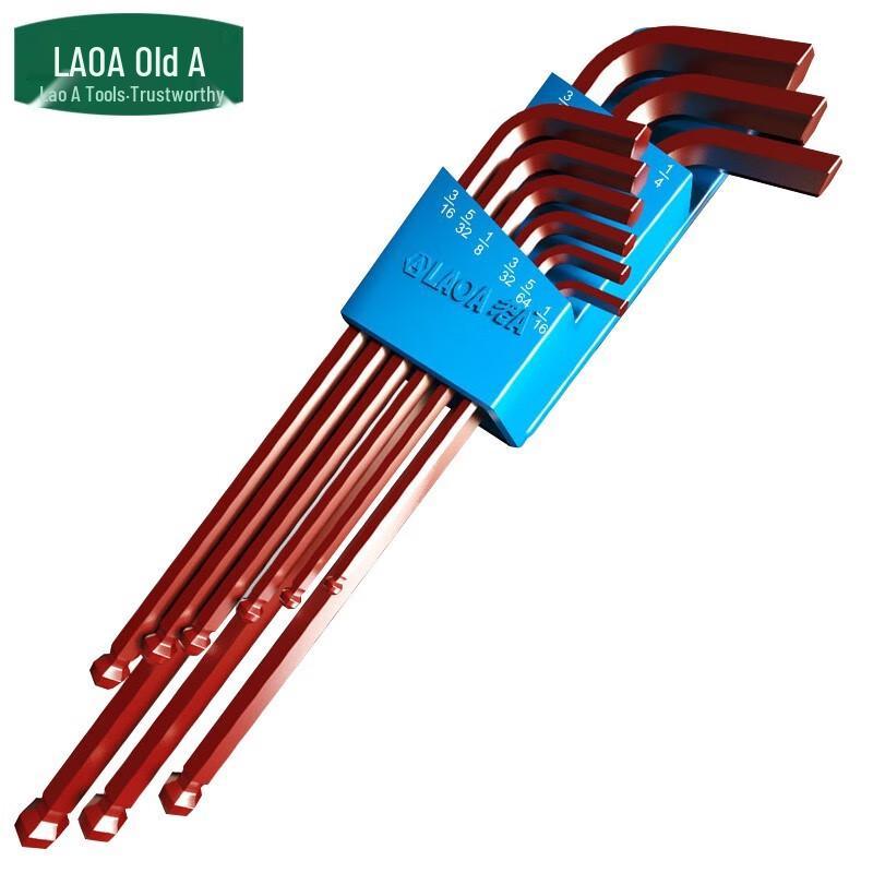LAOALA 9-Piece Imperial Extra Long Ball Head Hex Key Set