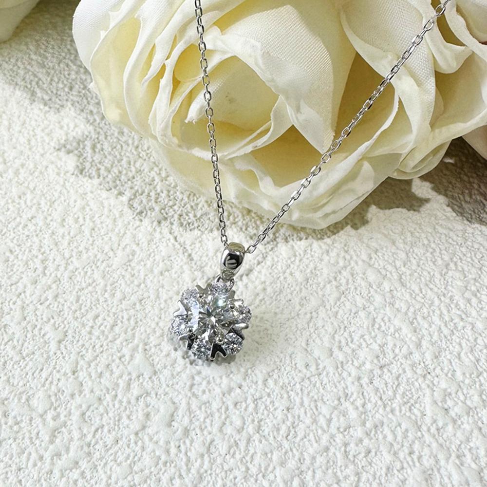 Vinregem 100% 925 Sterlingsilber VVS1 3EX D Farbe 1CT 6,5 MM Echter Moissanit Diamant Edelstein Blume Anhänger Halskette Echtschmuck GRA