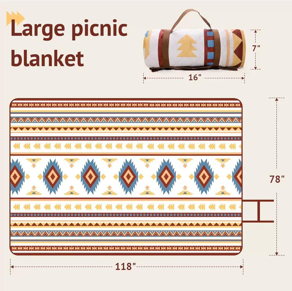 Modern Design Outdoor Picnic Mat Waterproof Picnic Blanket Portable Foldable Beach Mat for Outdoor Activities Camping Blanket