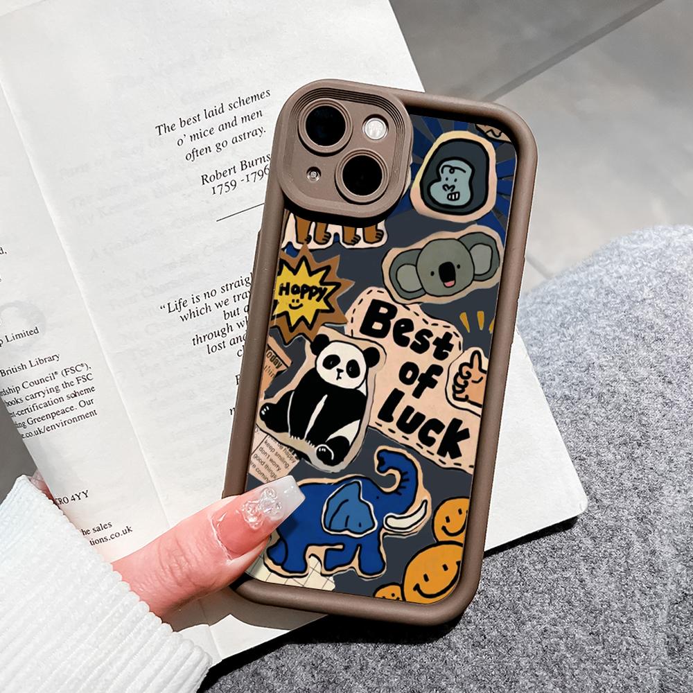 Pentru iPhone 16 15 14 13 12 11 Pro Max XS Max XR X SE 8 7 autocolant din silicon moale cu animale din junglă, lentilă completă, husă de protecție pentru telefon