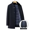 Men's Mid-Length Wool Coat with Removable White Goose Down Liner - Thickened Warm Windbreaker for Autumn/Winter Season