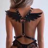 Women's Leather Angel Wings Punk Harness Top with Straps