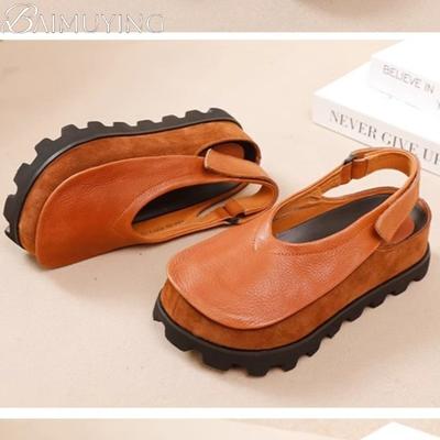 Fashion Flats Platform Sandals Shoes Woman Casual Loafers Soft Leather Shallow Brand Retro Women's Sneakers Summer Slingback Sandalias