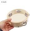 Wood 6 8 10 Inch Hand Held Tambourine Sheepskin Head Single Row Jingles Church Party KTV Musical Educational Rhythm Percussion Instrument Gifts