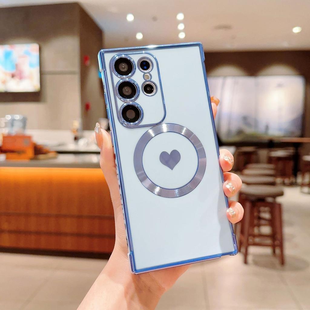 Suitable for Samsung S24ULTRA Electroplated Magnetic Protective Case S23FE Side Love S25 Anti Fall Mobile Phone Case