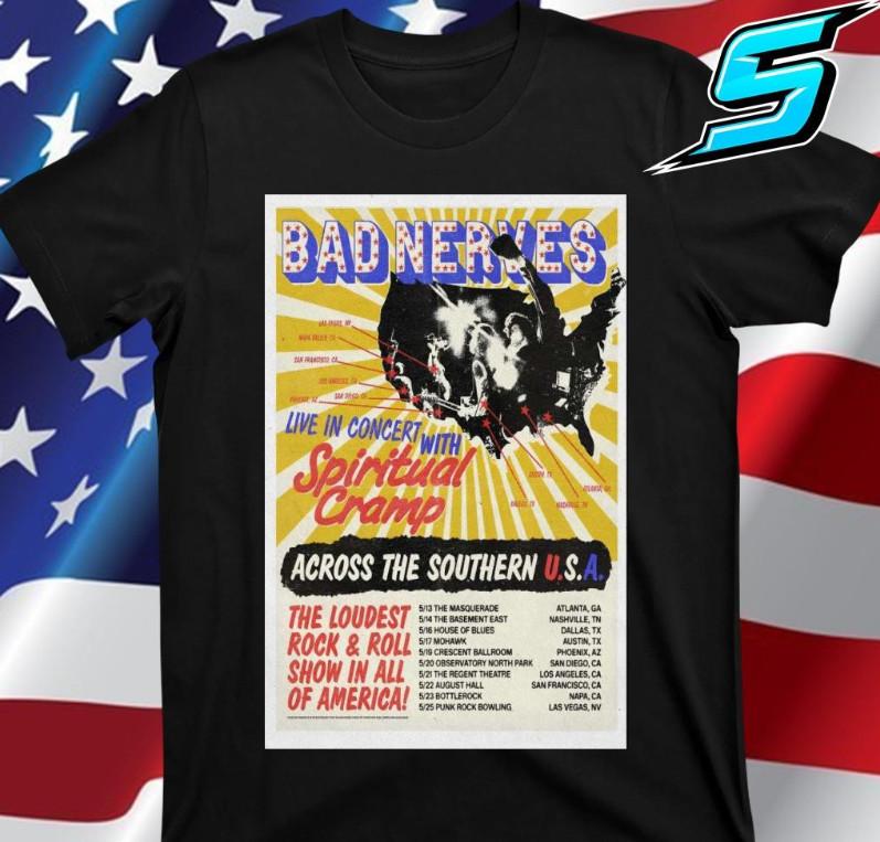 Tour 2025 Bad Nerves Poster TShirt Size S5Xl Unisex T-Shirt S