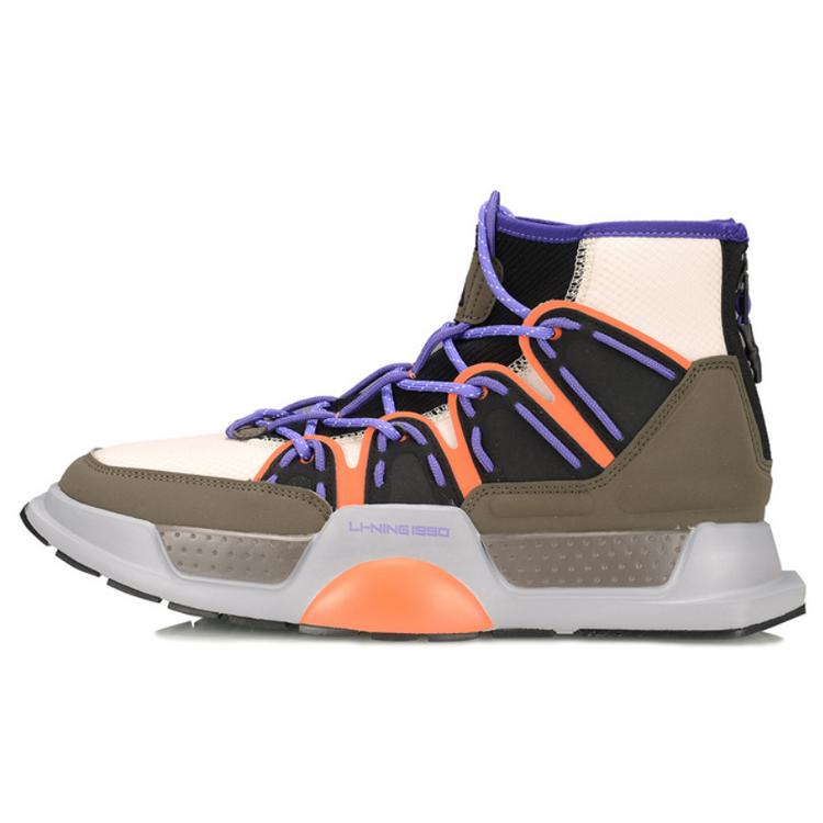 

New LiNing Essence Cushioning Lightweight Wear Resistant Slip Resistant High Top Vintage Basketball Shoes Men s Gray Green AGBP089-2 41.5