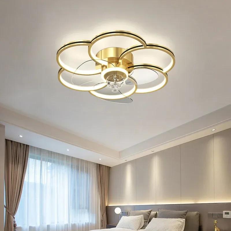 Nordic Home LED Ceiling Fan Light Chandeliers for Living Room Bedroom Dining Room Kitchen Light Indoor Black&Gold Lighting Lamp