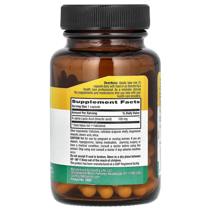 R-Lipoic Acid, 100 Mg, 60 Vegan Capsules