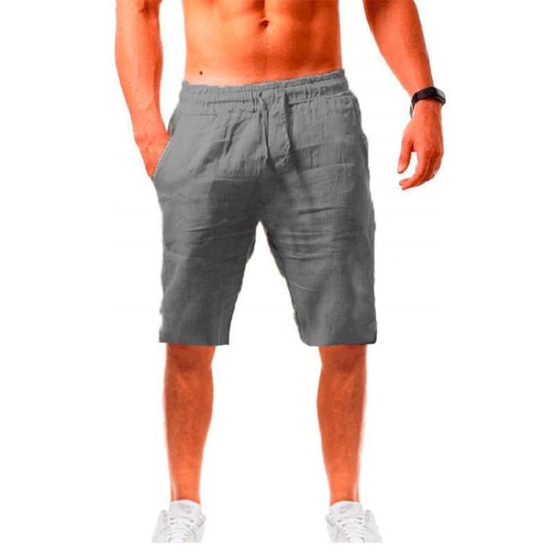 Nuevos pantalones cortos de lino y algodón para hombre, pantalones de lino de Color sólido transpirables de verano para hombre, ropa informal deportiva S-3XL