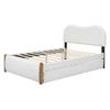 Letto piatto 140*200 cm, imbottito, con pratico letto estraibile su ruote, design minimalista, bianco