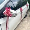 2Pcs Bowknot Ribbon Wedding Car Flower Suction Cup Wedding Decoration  Car Handle
