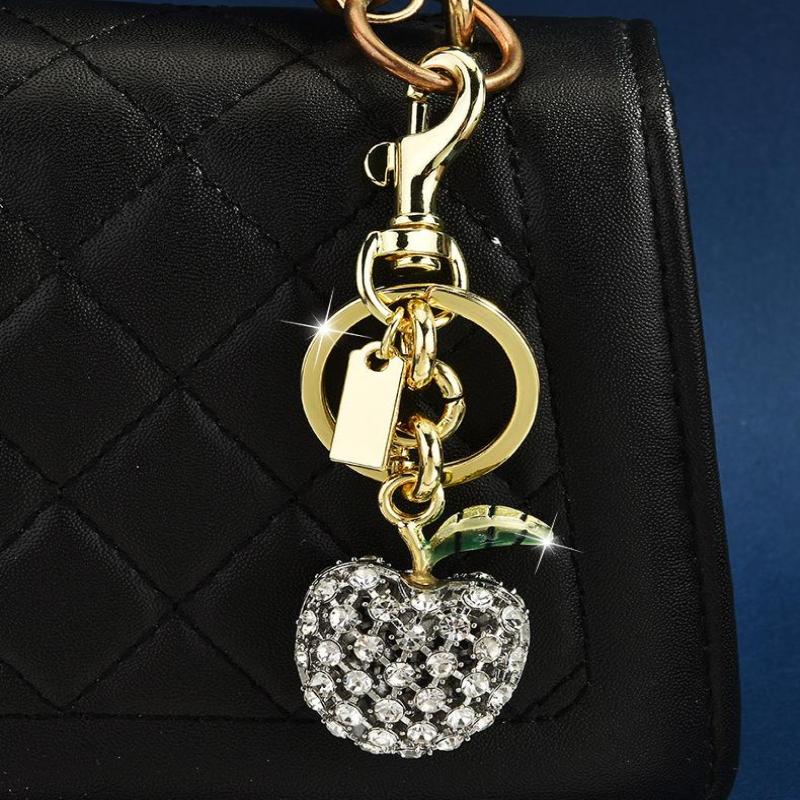 Sparkling Luxury Diamonds Delicious Fruits Keychain Pendant For Women Girls Exquisite Backpack Decoration Accessories Gifts