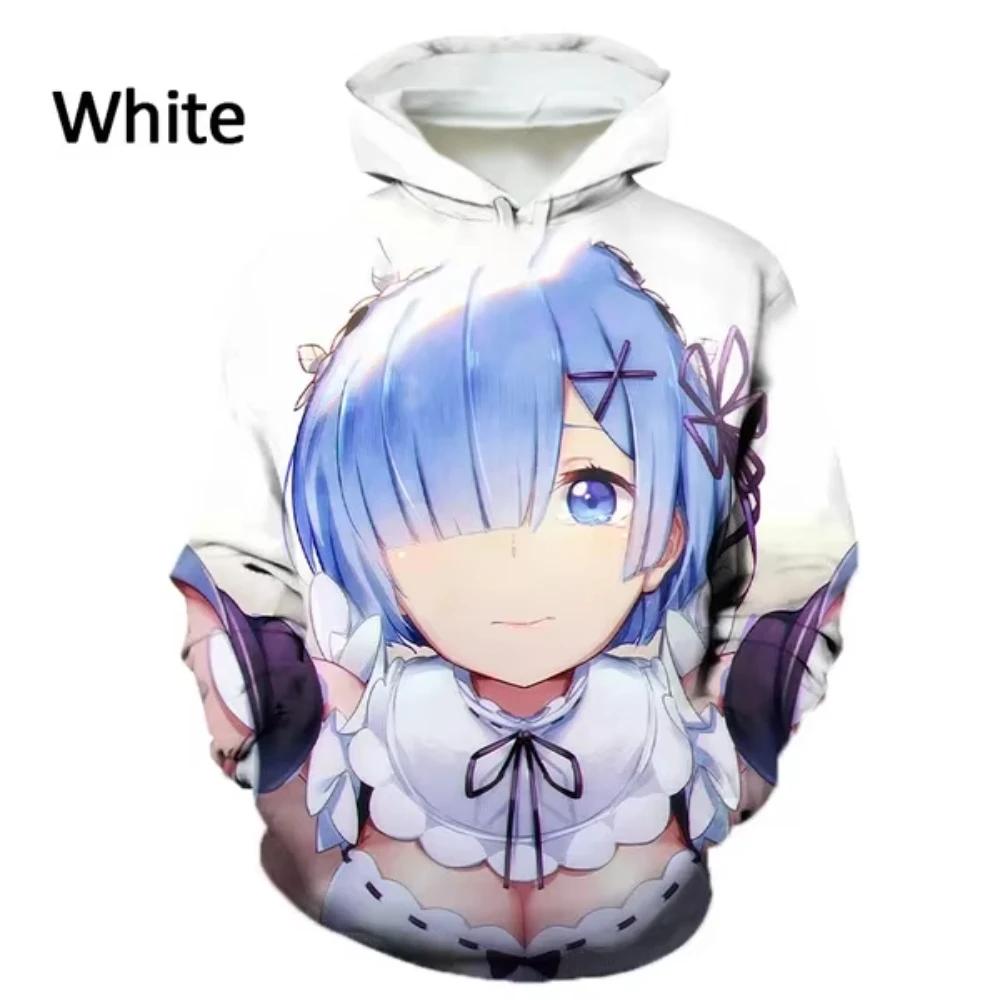 Anime Re:Zero 3D Printed Men's Hoodie Casual Harajuku Long Sleeves Oversized Outdoor Pullover Sweatshirt Kids Unisex Clothing