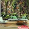 Vintage Garden Stone Wall Tapestry, Climbing Vines and Tropical Plants Print Wall Decor
