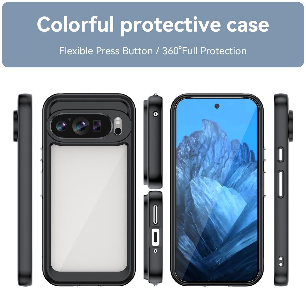 For Google Pixel 9/Pixel 9 Pro Clear Case TPU Frame Acrylic Back Phone Cover