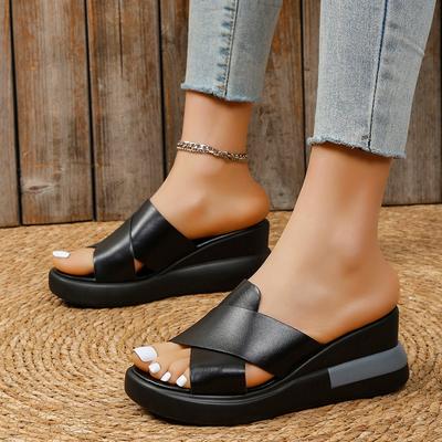 2024 Women Sandals and Wedges Slippers Summer New Thick-soled Slippers Women's Platform Fashion High-heeled Sheos