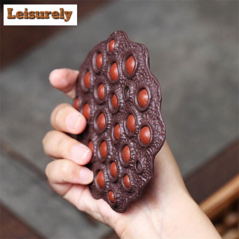 Handmade Lotus Seed Pot Bearing Holder Yixing Purple Clay Dry Brew Table Tea Tray Tea Pet Tea Ceremony Accessories Ornaments