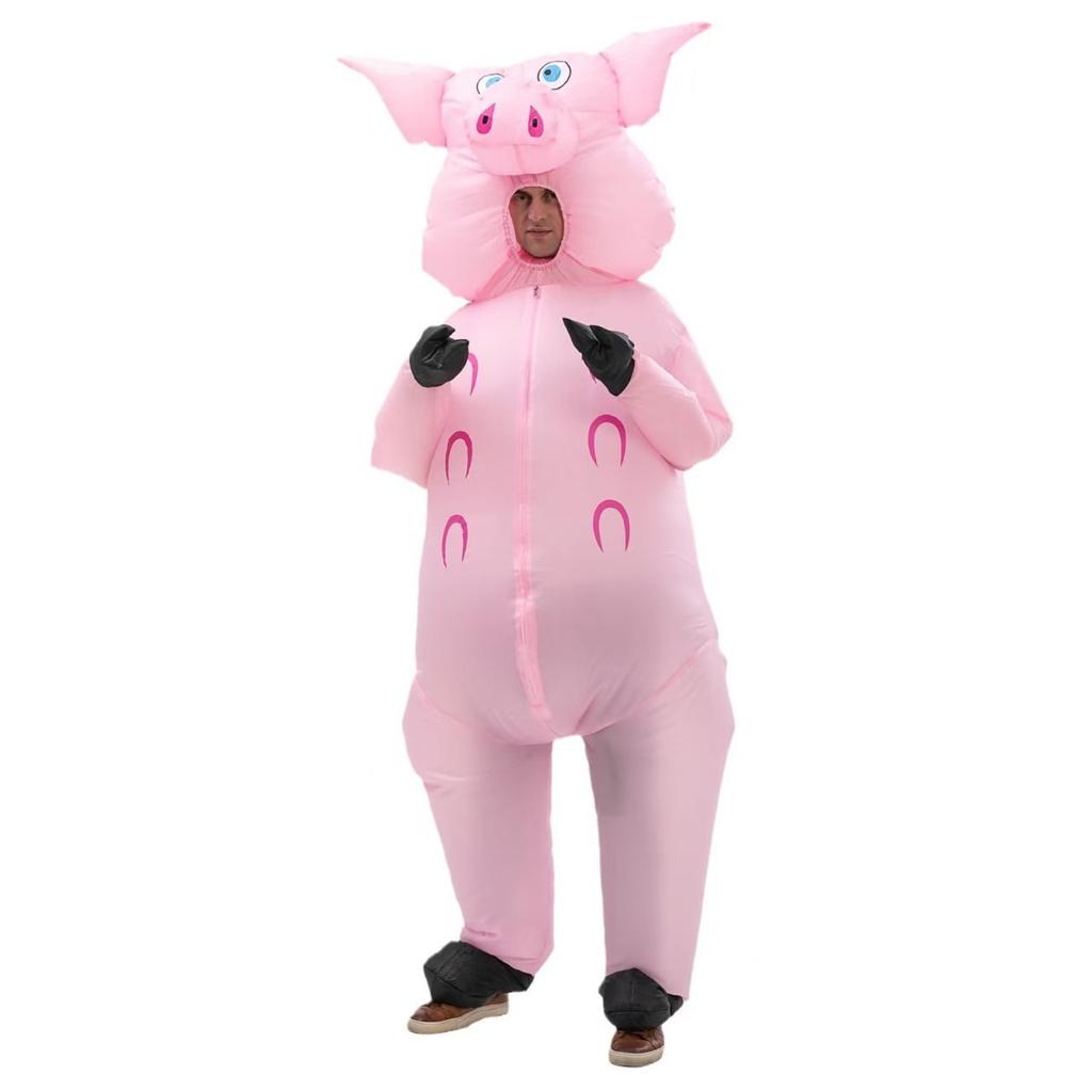 Adult Mascot Pink Pig Inflatable Costumes Halloween Cosplay Costumes for Man Woman Animal Party Role Play Disfraz