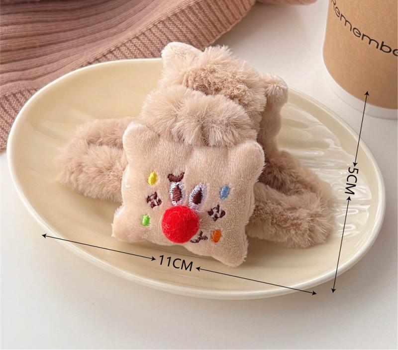 1/2/3Pcs Plush Heart Hair Clips For Women Autumn Winter Fur Hair Crab Clip Elegant Shark Hair Claws Headwear Hair Accessories
