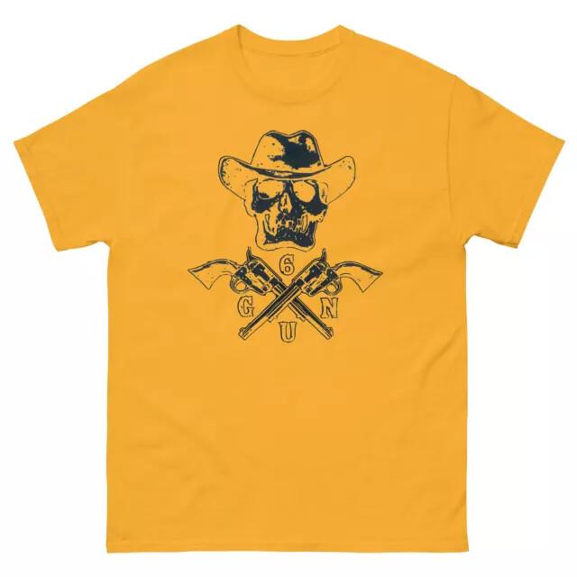 Six gun skate cowboys skull retro vintage skateboarding t shirt designs Unisex T-Shirt XXXXL