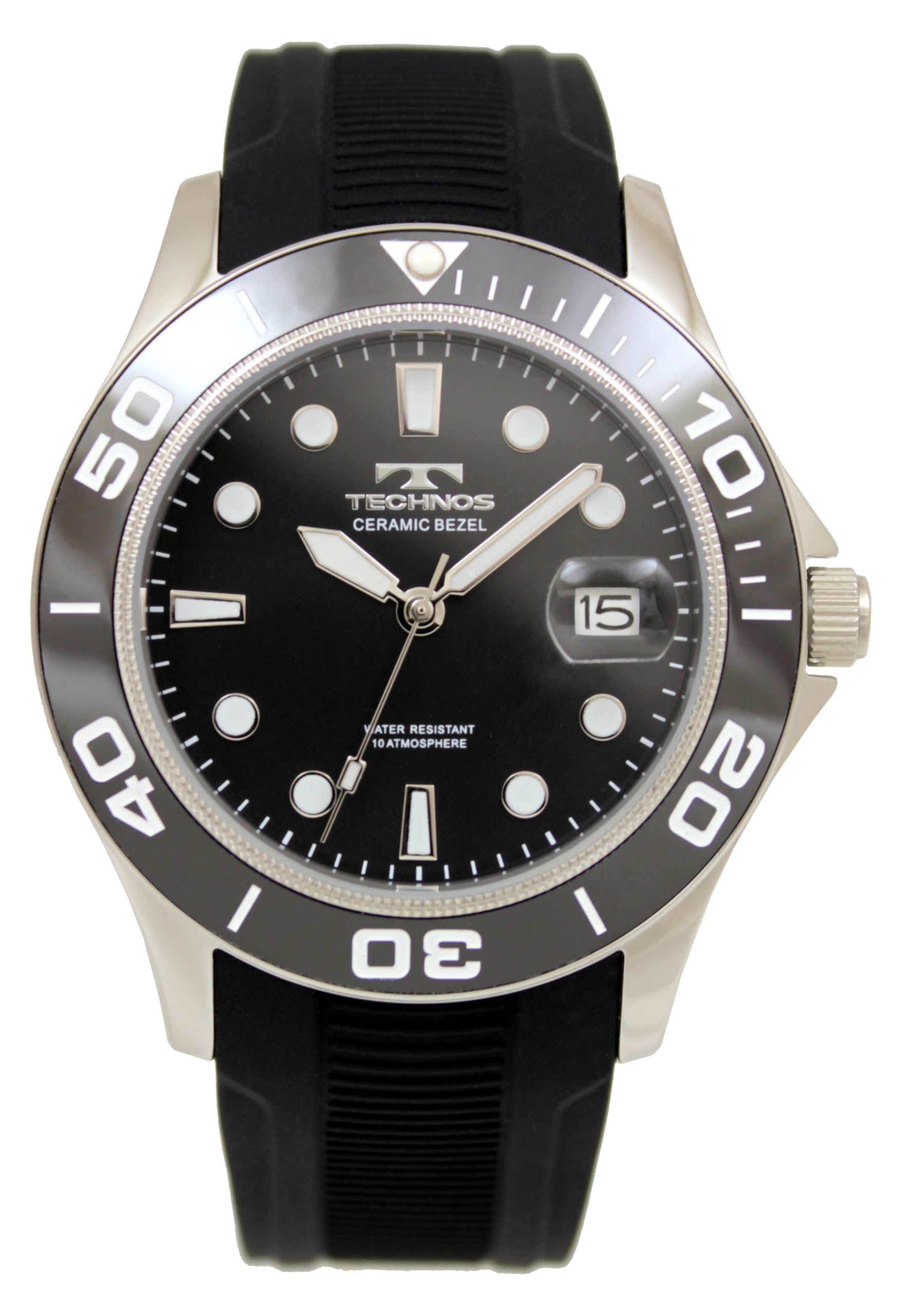 

Technos T6C21BB Date Black Men s Watch, чёрный