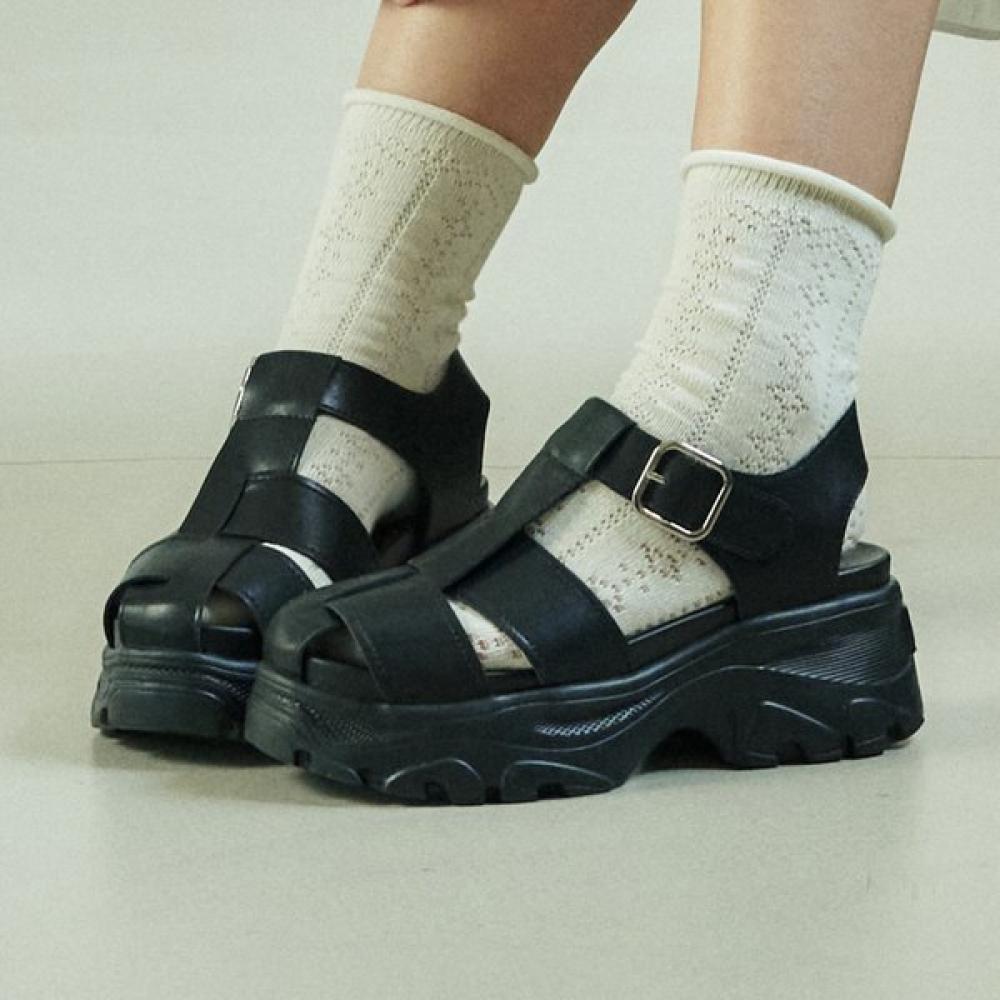 Elizabeth Stewart High Fisherman Sandals Black Ebal165315
