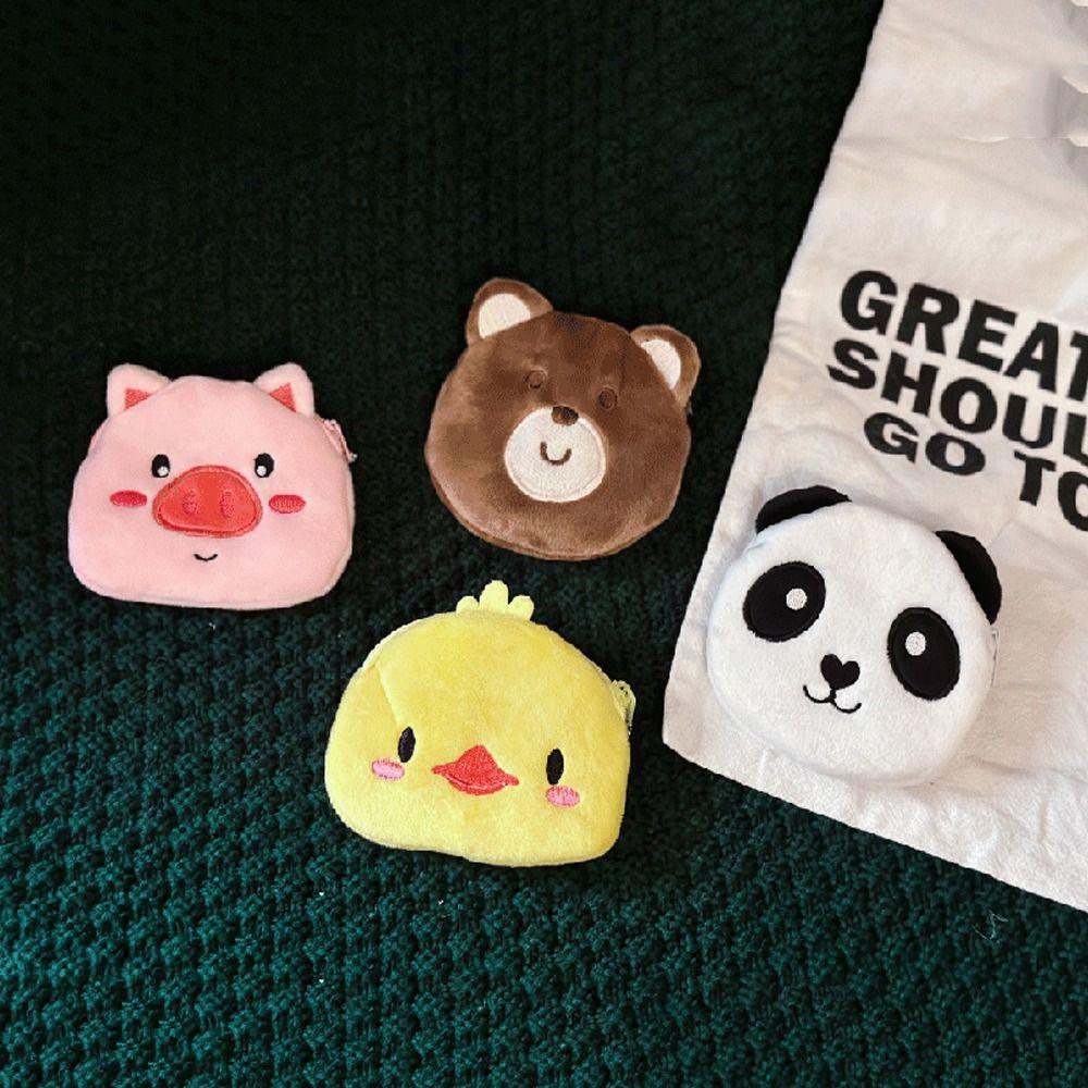 Bear Panda Plush Coin Purse Cartoon Cartoon Storage Bag Portable Plush Earphone Bag  Children