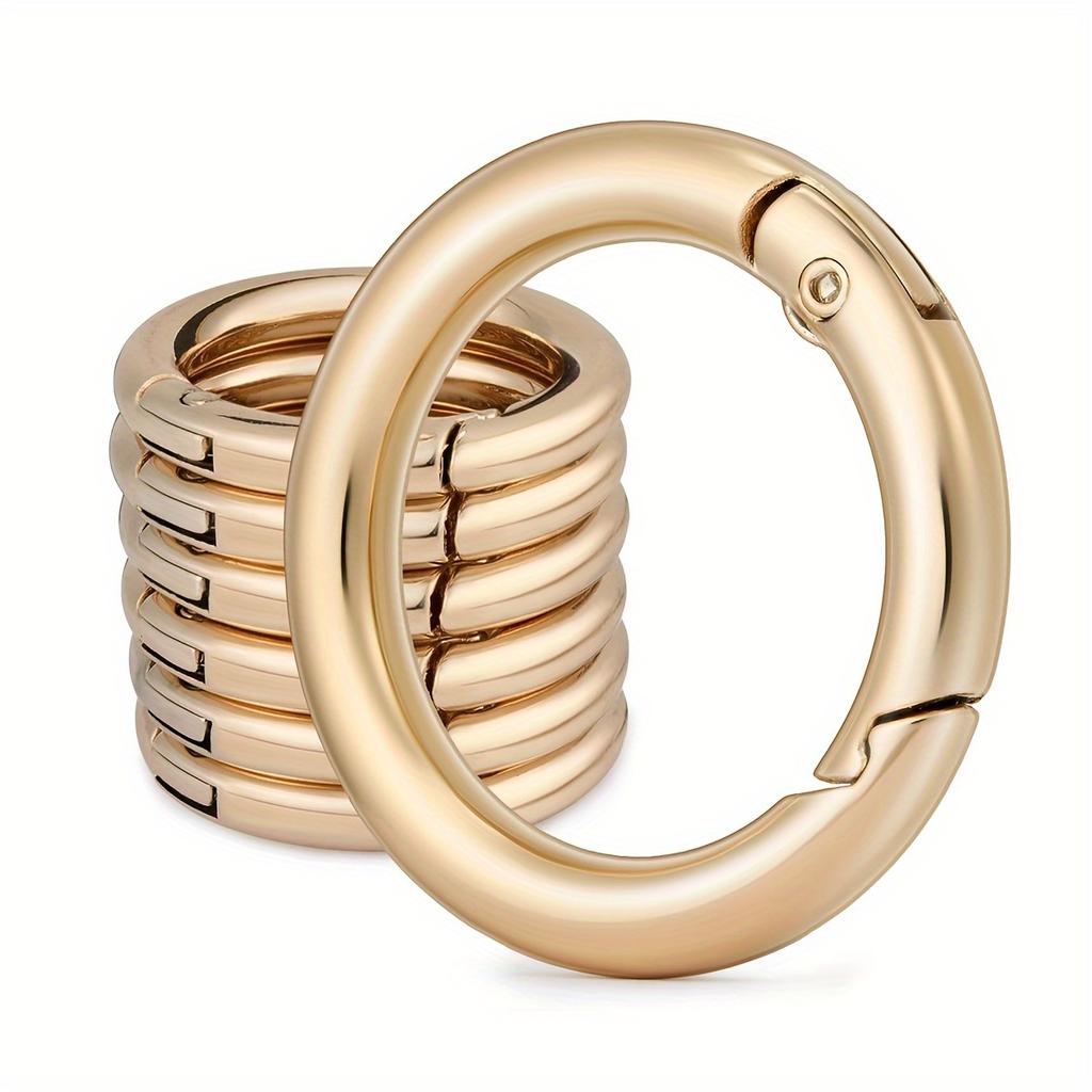 Pack of 10 Trigger Spring O-Rings, Metal Round Snap Buckles, Spring Keychain Clips for Hardware DIY Handmade Wallet Replacement with Keyring