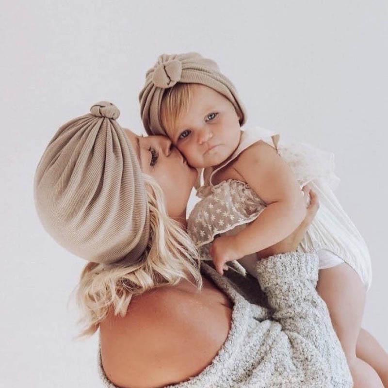 Cute Knot Baby Hat Soft Spring Autumn Kids Girl Boy Bonnet Hat Turban Solid Color Infant Head Wraps Beanie Cap Baby Accessories