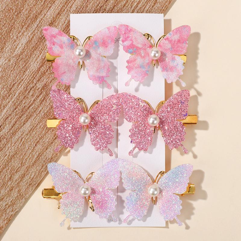 4/6Pcs Colorful Butterfly Hairpins Girl Hair Clips Barrettes Women Sweet Hair Ornament Rainbow Headwear Hair Accessories