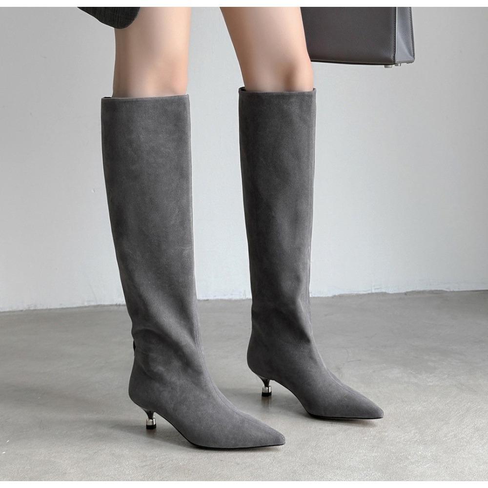 Neue Damen Stretch Moderne Lange Stiefel Mode Spitze Zehen Kniehohe Stiefel Designer Hohe Absätze Schuhe Zapatos De Muje